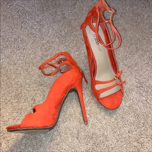 JustFab Shoes - JUSTFAB coral red high heels.❤️❤️6X $15.00